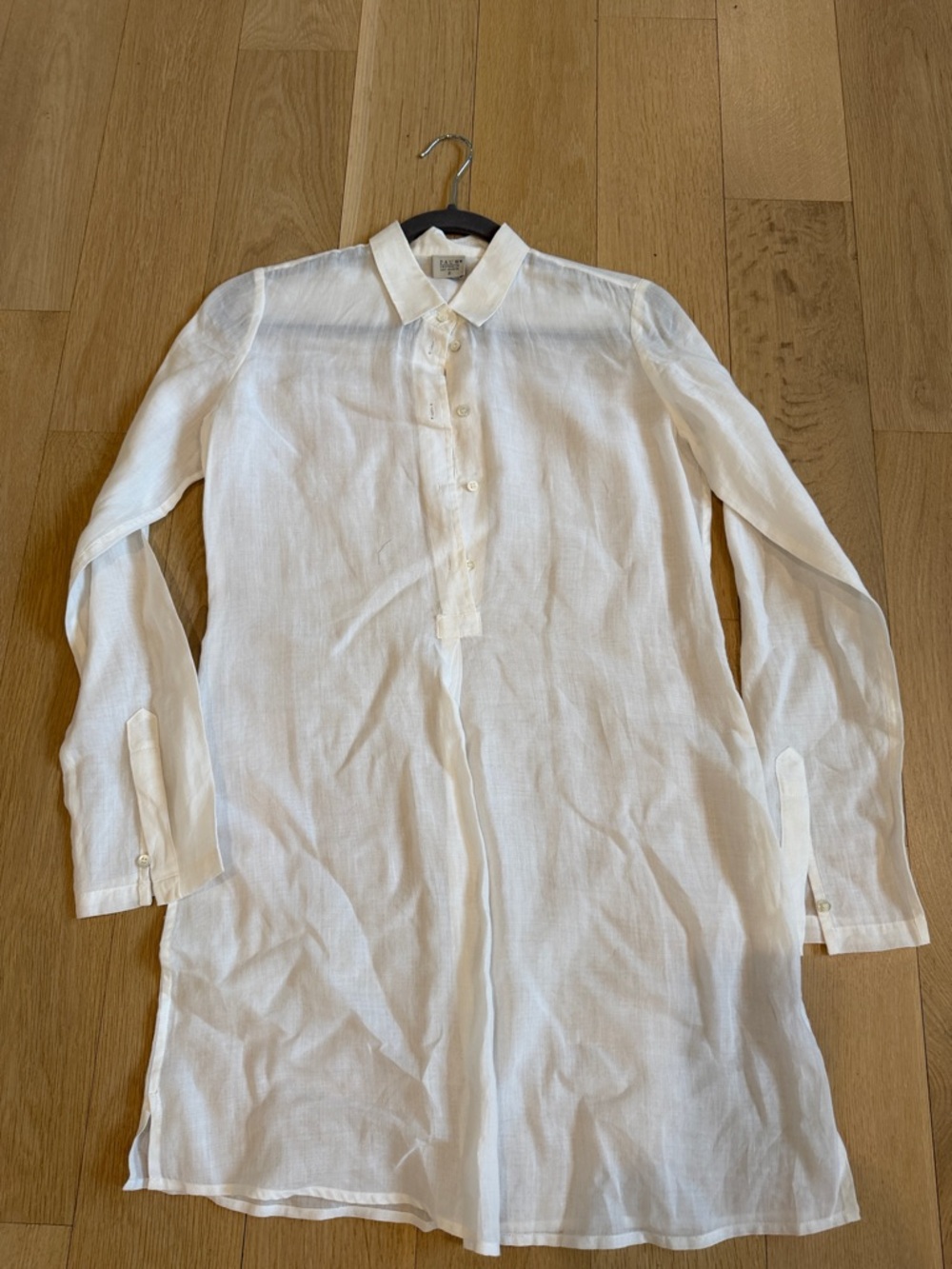 AUW White Long-Sleeve Casual Button-Down Shirt